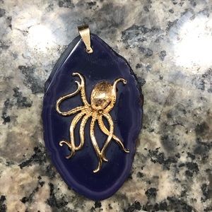 14Kt Gold Purple Agate Octopus Pendant